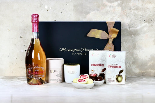 Rose` Romance and Strawberries - Mornington Peninsula Hampers